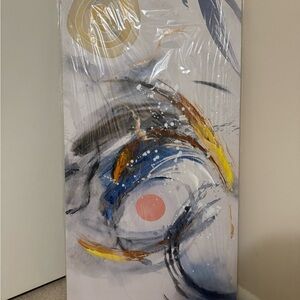 Abstract Canvas Art with Blue and Yellow Accents